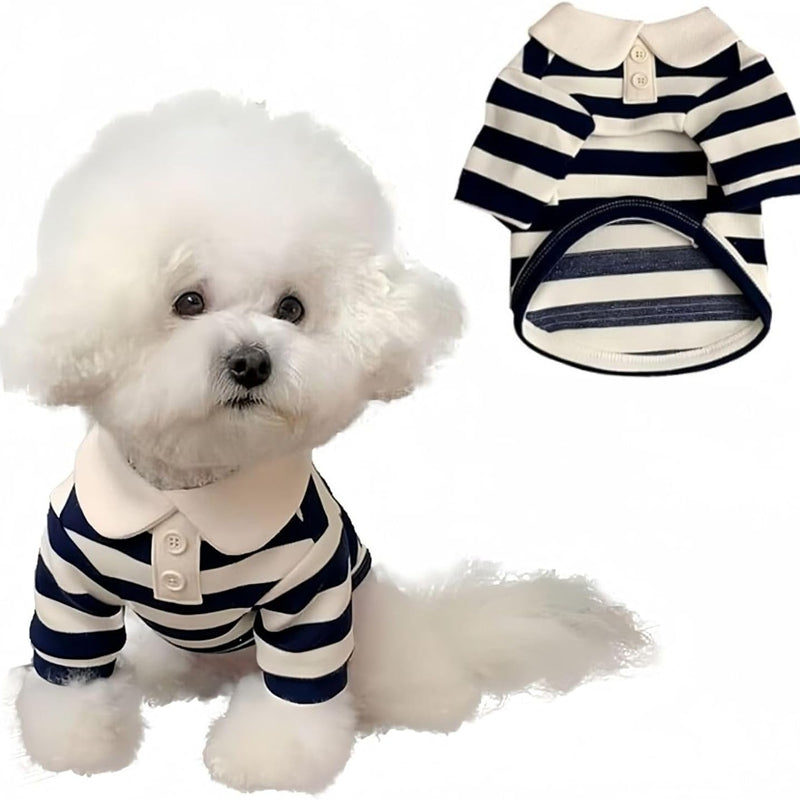 Cute Dog Clothes, Boy Dog Polo Shirts For Medium And Small-sized Dogs - Summer Male Puppy T-shirts For York Poodles, Shih Tzu, Dachshund Kittens, Striped Collar Pet Clothes