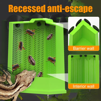 Bearded Dragon Feeder Corner Reptile Feeder Box Wall-Mounted Terrarium Feeder With Suction Cups For Lizard Iguana Gecko Bearded Dragon