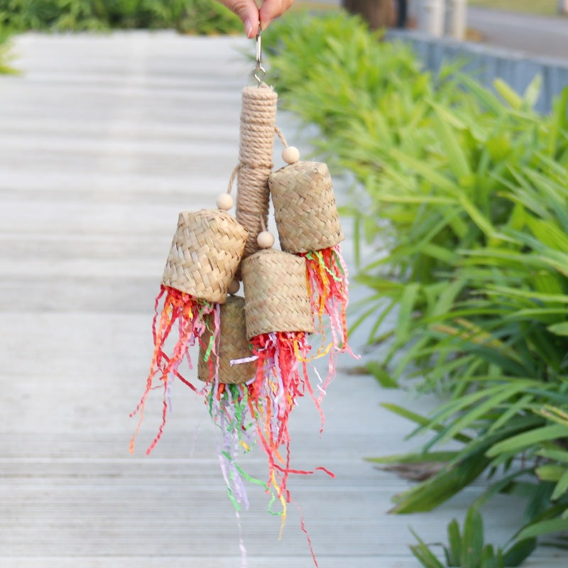 Colorful Shredded Paper Biting Bird Toy