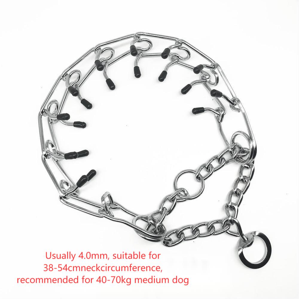 Chrome Plated  Pinch Dog Collar Proong Dogs Training Choke Chain Dog Training Necklace Rubber Tips Guardian