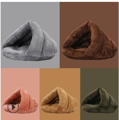 Arctic Velvet Triangle Nest Dog Nest Semi Closed Warm Pet Nest Bed In Winter