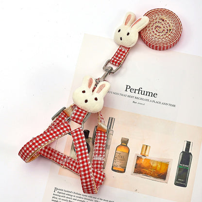 Hand Holding Rope Chest And Back Small And Medium-sized Dog Leash Cute Rabbit