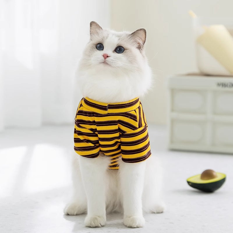 Spring And Autumn Thin Striped Two Feet Apparel Cat Kittens Air-conditioned Room Home Clothes Small Dog Dog Pet Clothes