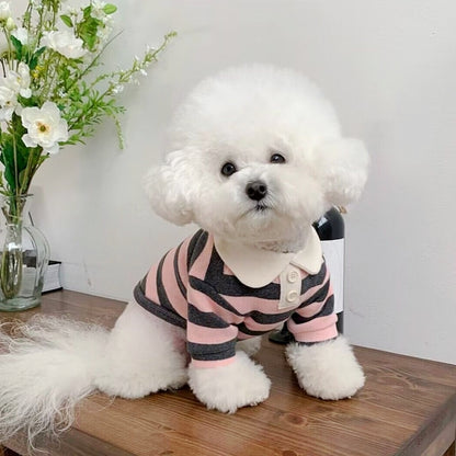 Cute Dog Clothes, Boy Dog Polo Shirts For Medium And Small-sized Dogs - Summer Male Puppy T-shirts For York Poodles, Shih Tzu, Dachshund Kittens, Striped Collar Pet Clothes