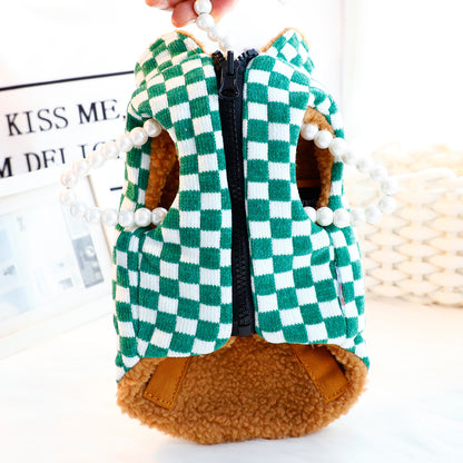 Thick Chessboard Plaid Double-sided Vest