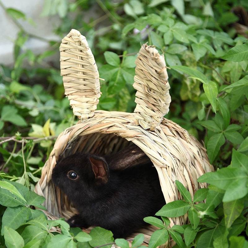 Pet Rabbit Handmade Straw Woven Tunnel