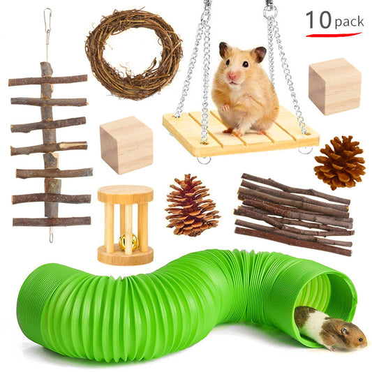 Pet Rabbit Guinea Pig Parrot Playing Molar Wooden Supplies Combination