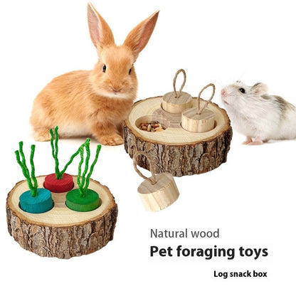 Wooden Pet Foraging Snack Box Rabbit Guinea Pig Molar Educational Toys Landscaping Supplies