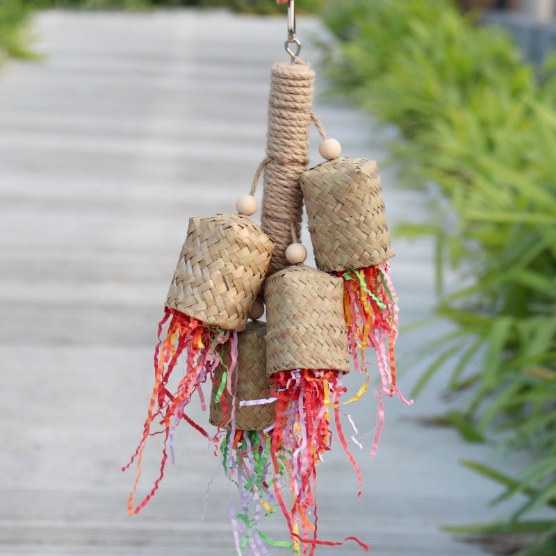 Colorful Shredded Paper Biting Bird Toy