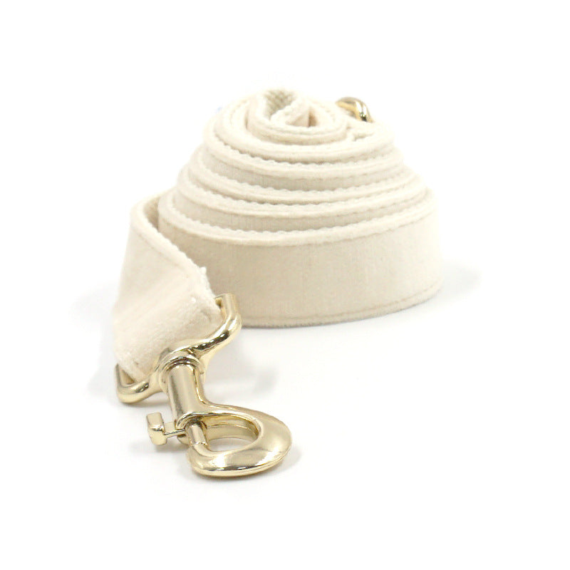 Cream Tufted Dog Collar Gold Buckle