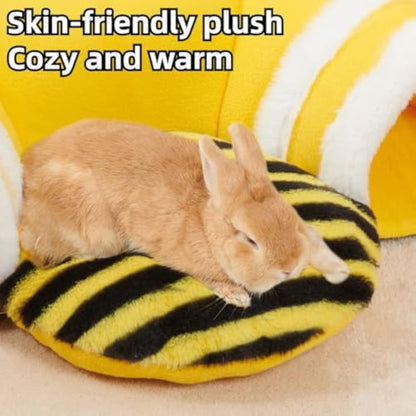 Warm Rabbit Hideout Tunnel Bed, Cute Bee Shape, Soft Removable Guinea Pig Tunnels And Tubes For Cage, Sturdy Small Animal Tunnel For Rat, Hamster Hedgehog, Chinchilla