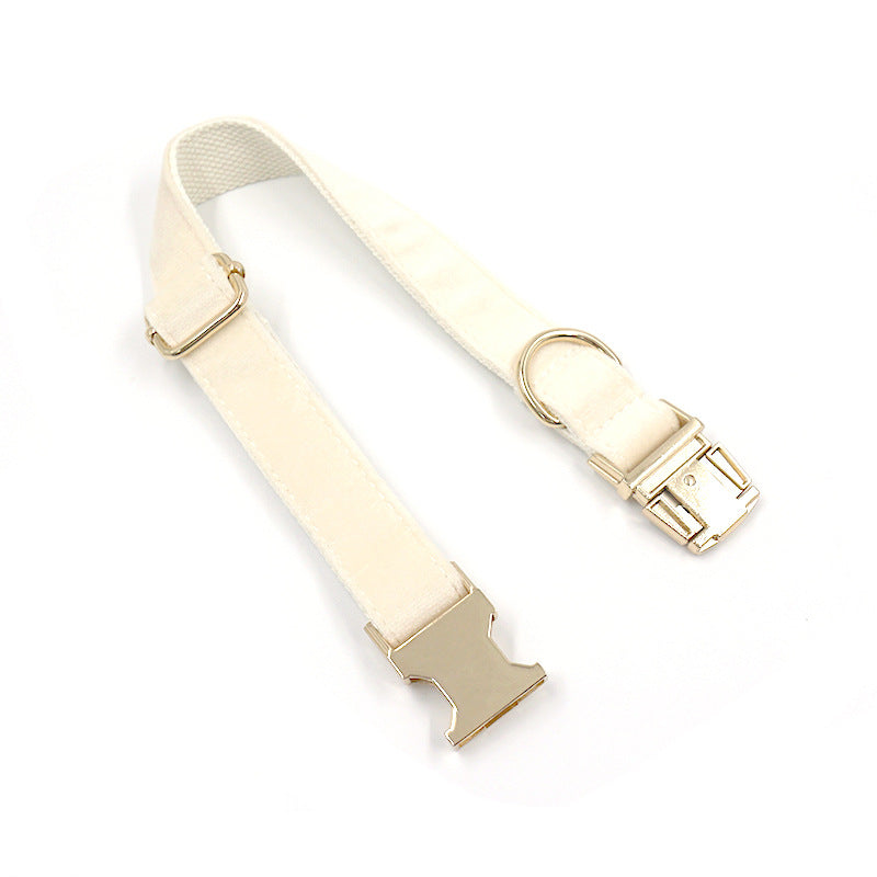 Cream Tufted Dog Collar Gold Buckle