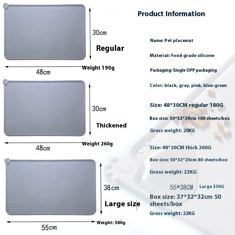 No Plus-sized Silicone Pet Placemat Dog's Paw Pet Cat Dog Food Bowl Pad