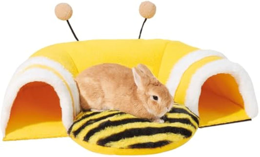 Warm Rabbit Hideout Tunnel Bed, Cute Bee Shape, Soft Removable Guinea Pig Tunnels And Tubes For Cage, Sturdy Small Animal Tunnel For Rat, Hamster Hedgehog, Chinchilla