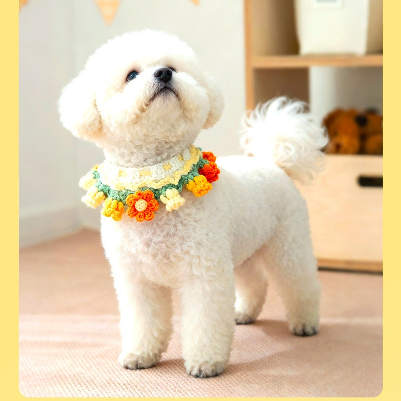 Pet Hand-woven Necklaces, Cute Cat Knitted Necklaces, Kitten Neck Rings, Small Dog Neck Decorations