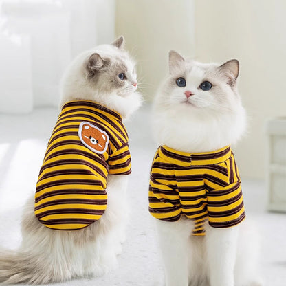 Spring And Autumn Thin Striped Two Feet Apparel Cat Kittens Air-conditioned Room Home Clothes Small Dog Dog Pet Clothes