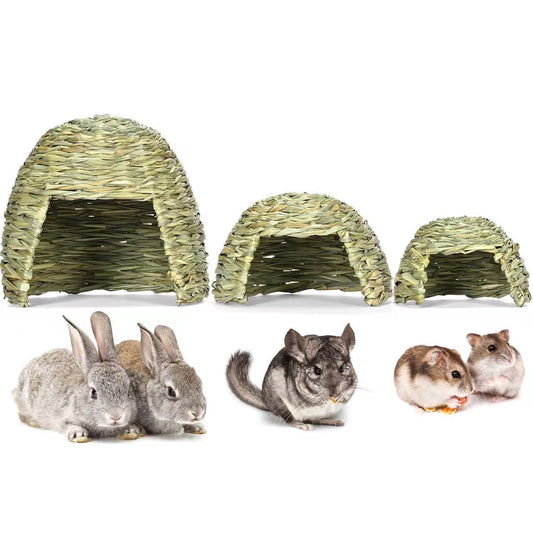 Pet Pet Thatched Hut Suit Rabbit Totoro Hamster Hedgehog Guinea Pig Handmade Straw Rabbit Nest Thermal Supplies